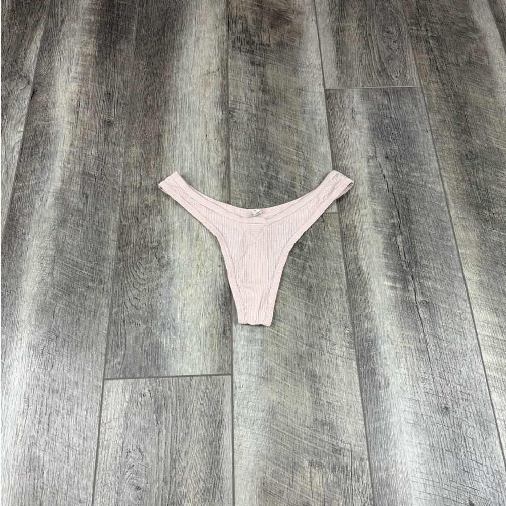 Aerie Cream Ribbed‎ Thong